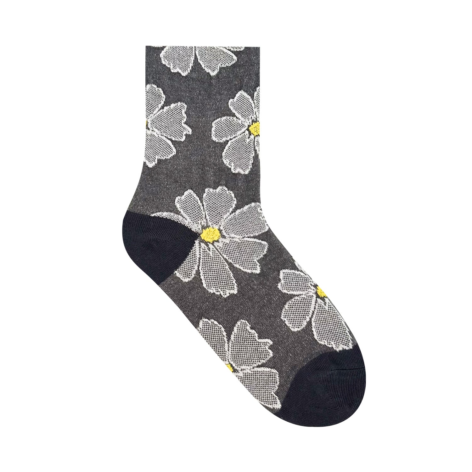 Daisy Flower (Charcoal) Women's Crew Sock