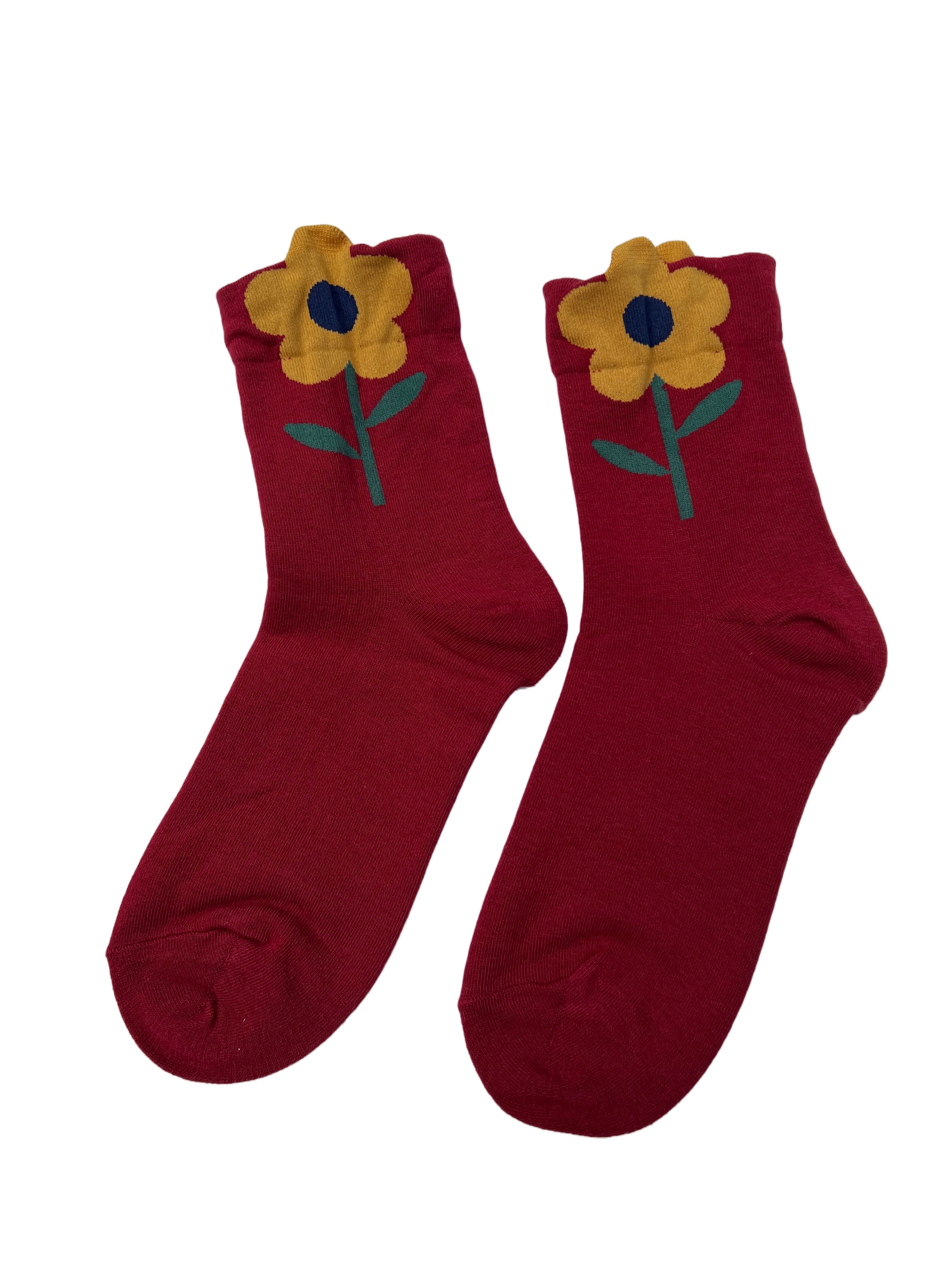 Big Flower (Red) Women's Crew Sock
