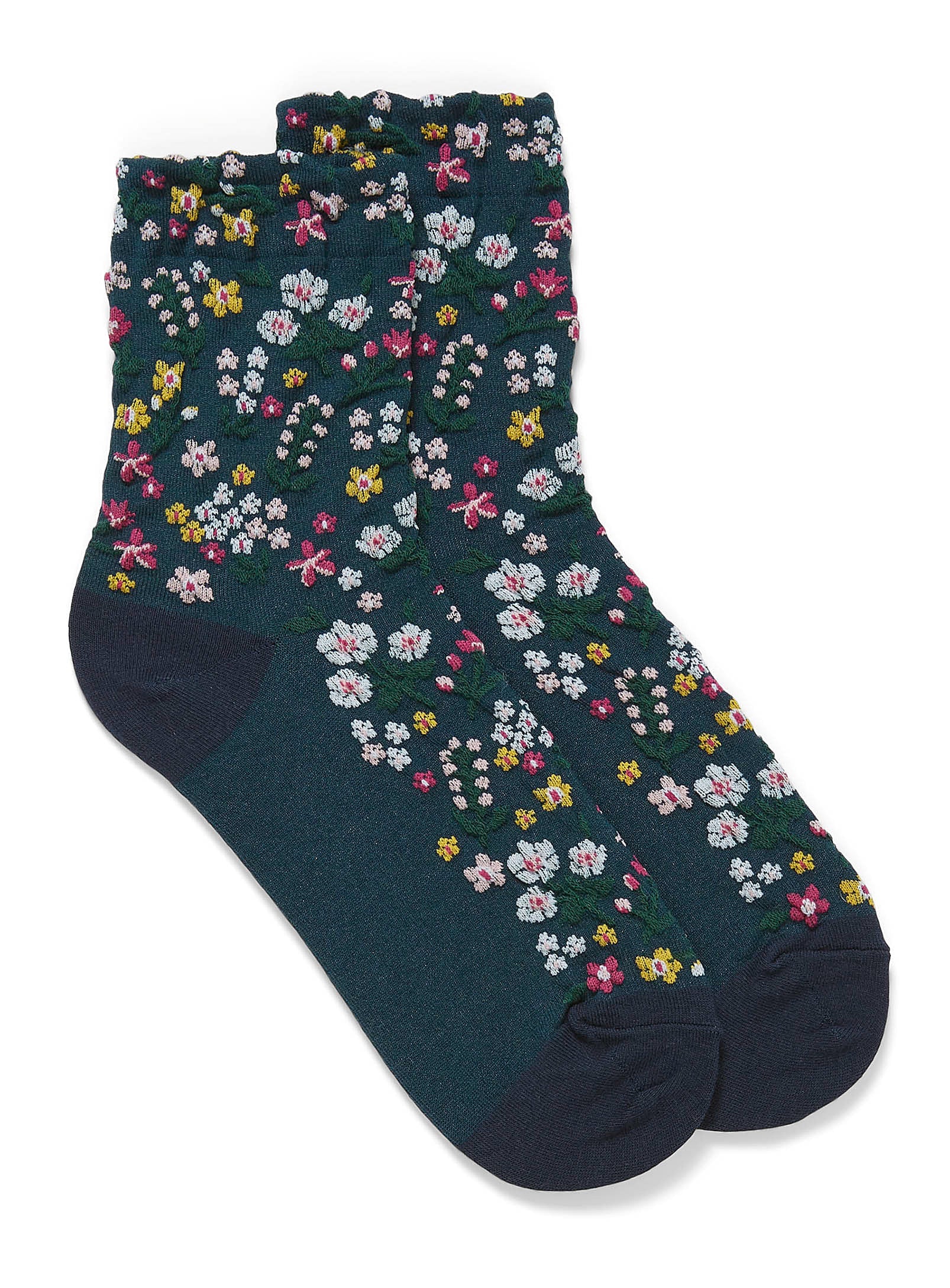 Harga Garden Flowers (Navy Blue) Women's Crew Sock